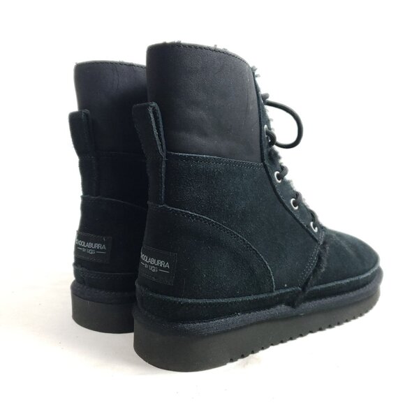 Koolaburra By UGG Womens Size 6 Black Suede Faux Fur Lace-Up Ankle Boots - Picture 4 of 9